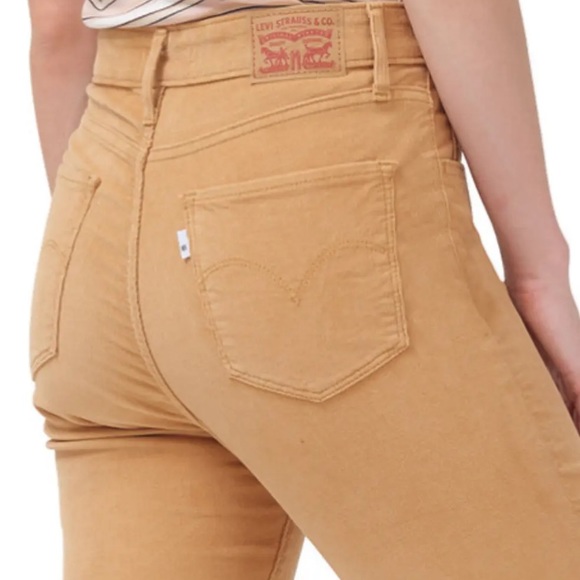 LEVI’S 721 HIGH RISE SKINNY BUTTON FLY CAMEL TAN CORDUROY JEANS SIZE 27x28 - Picture 3 of 16